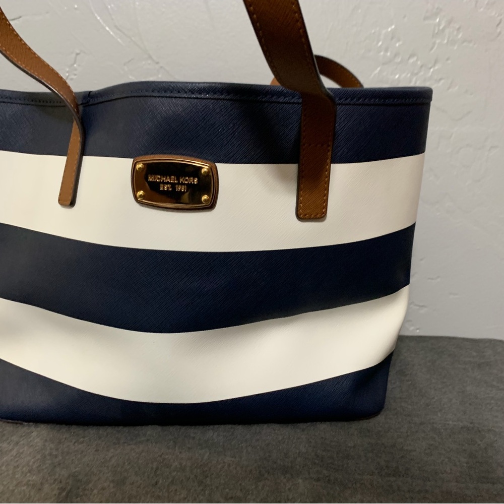 Michael Kors Blue and White Tote Bag